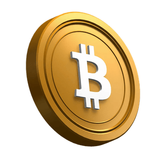 Koin Bitcoin (BTC) dalam posisi miring pada desain hero section